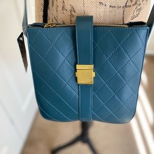 New Massini Teal Quilted Leather Crossbody/Shoulder Bag